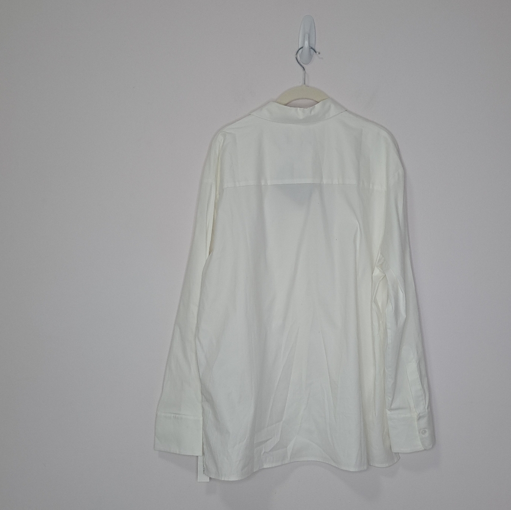 Reformation Laura Harrier Collins Shirt Bright White 6 NWT - Picture 6 of 9